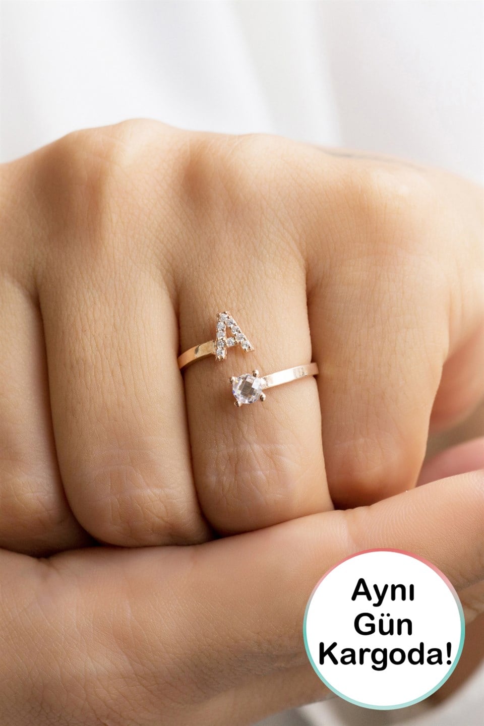 Gümüş A Harfi Yüzük