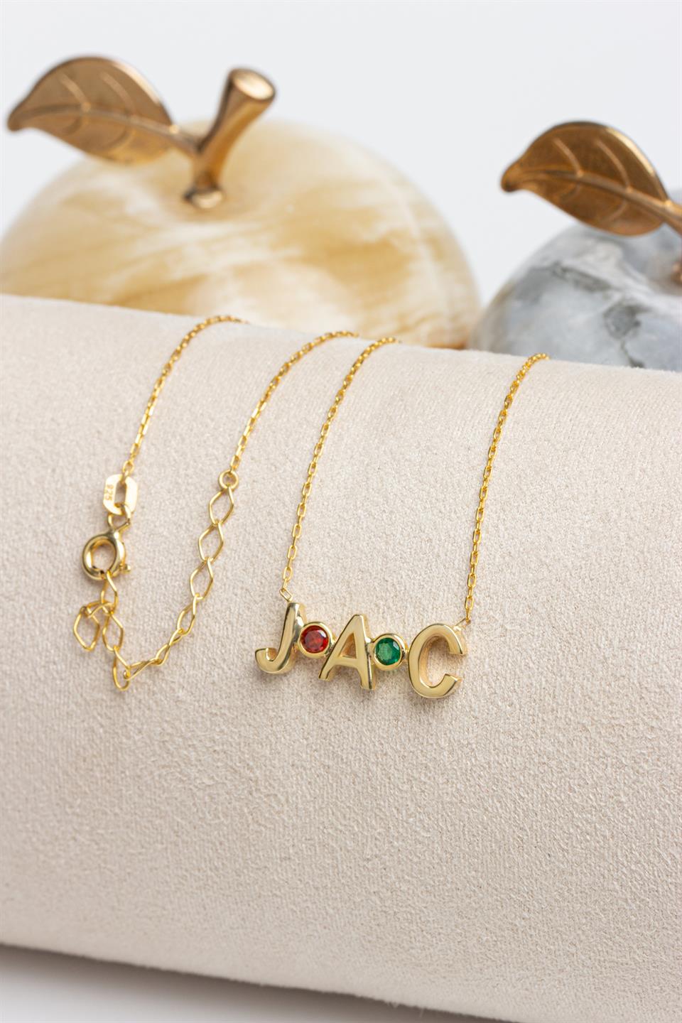 Gümüş Doğum Taşlı Harf Kolye