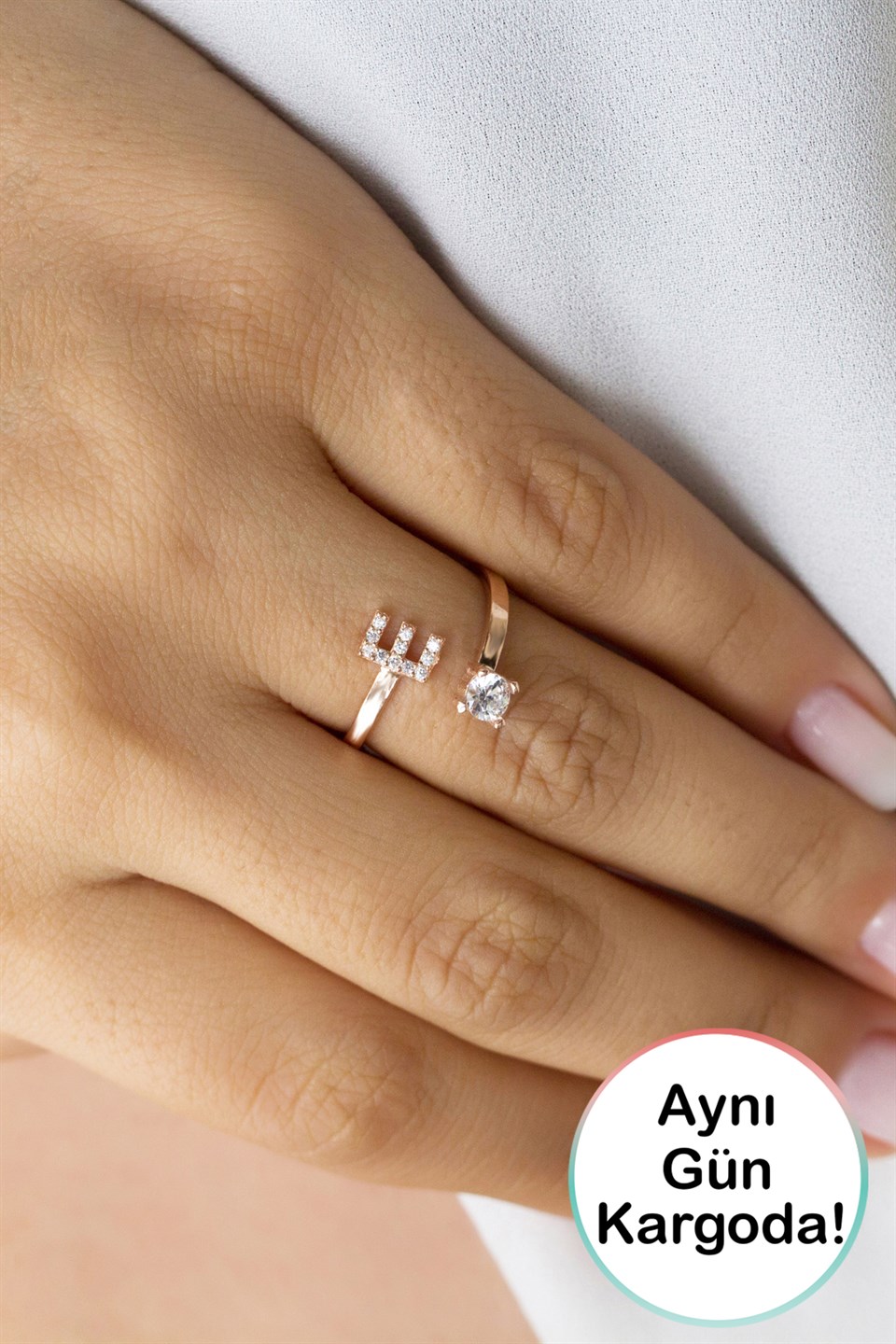 Gümüş E Harfi Yüzük