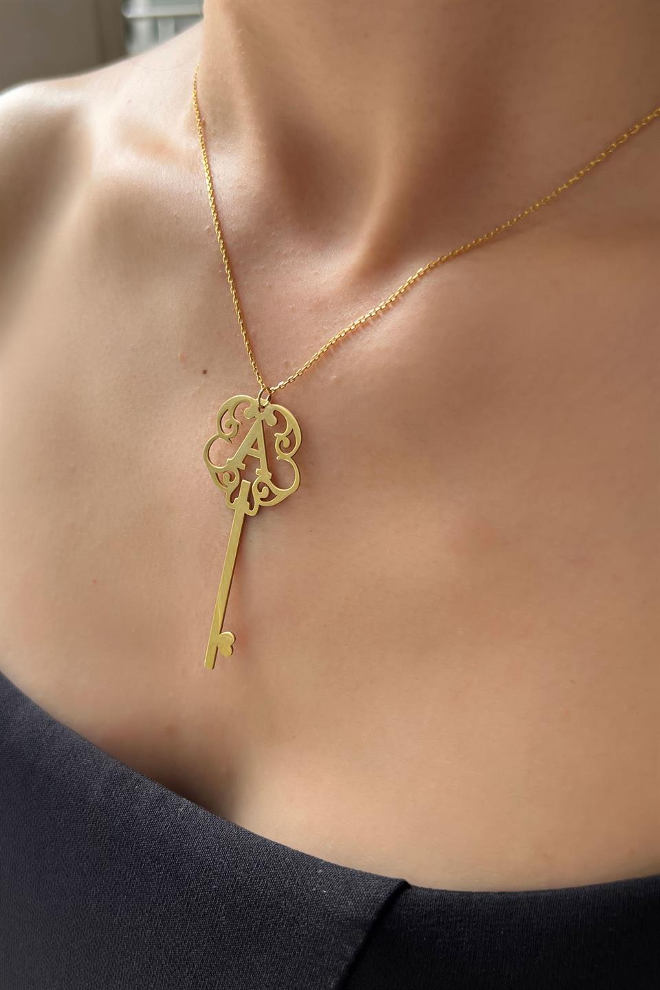 Gümüş Harfli Anahtar Kolye