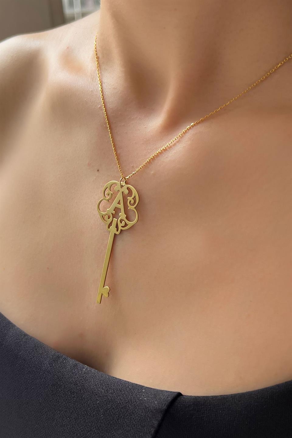 Gümüş Harfli Anahtar Kolye