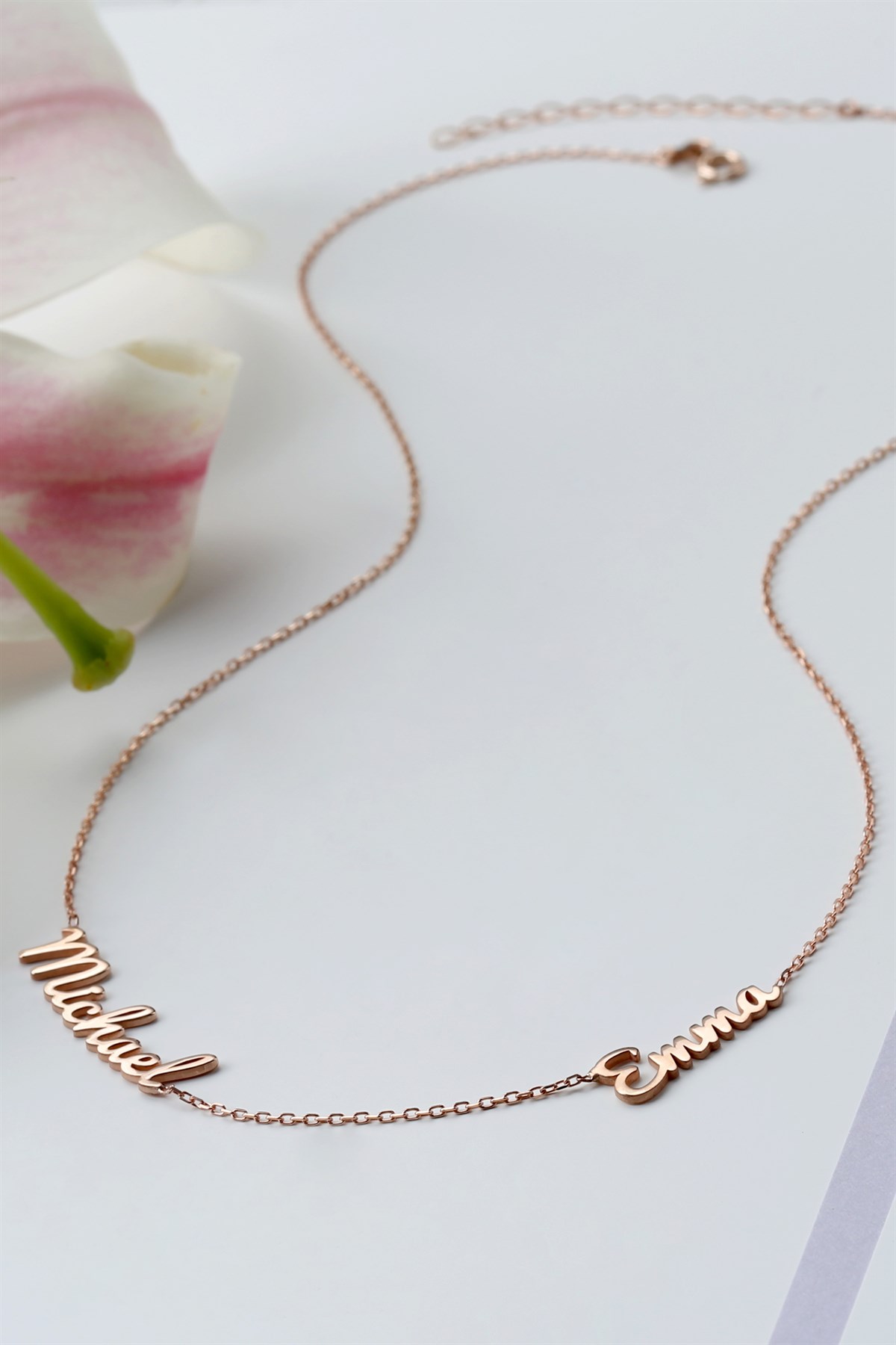 Gümüş İkili İsim Kolye