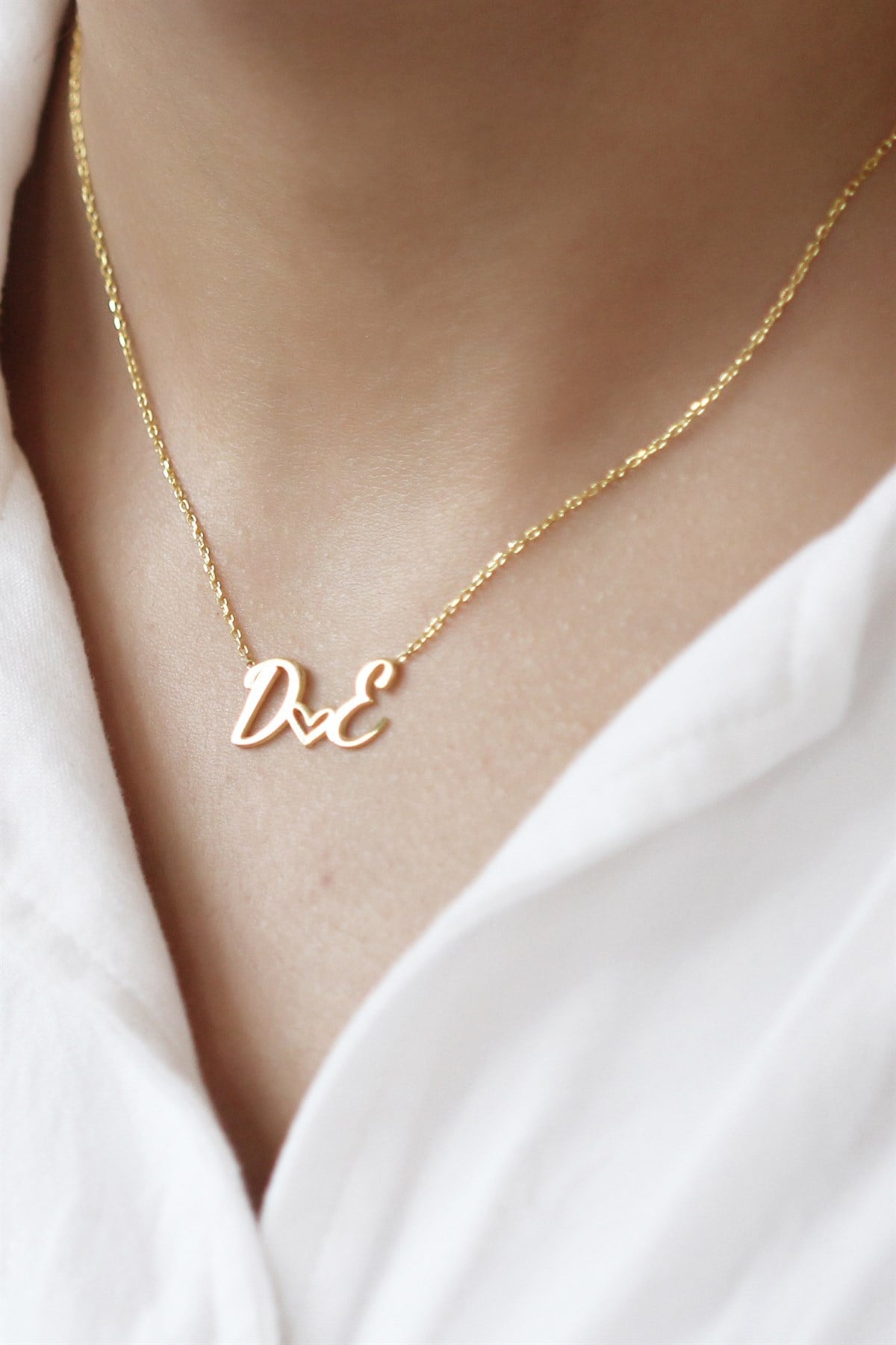 Gümüş Kalpli Harf Kolye