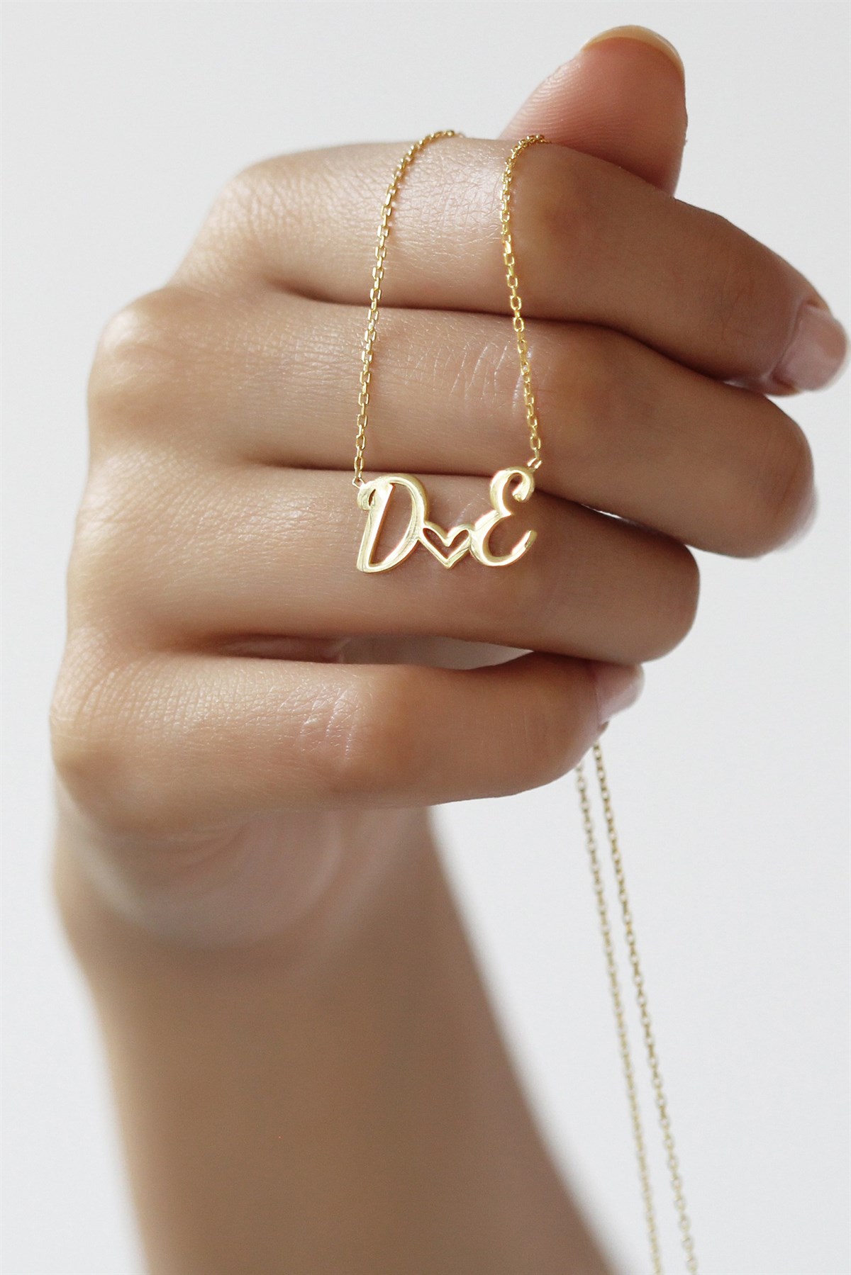 Gümüş Kalpli Harf Kolye