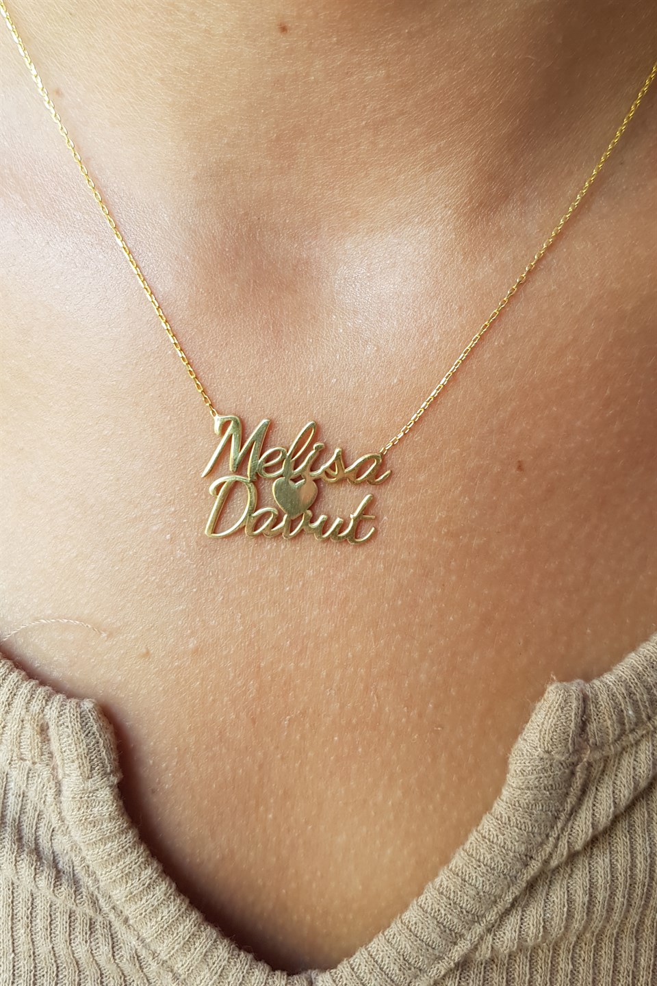 Gümüş Kalpli İki İsim Kolye