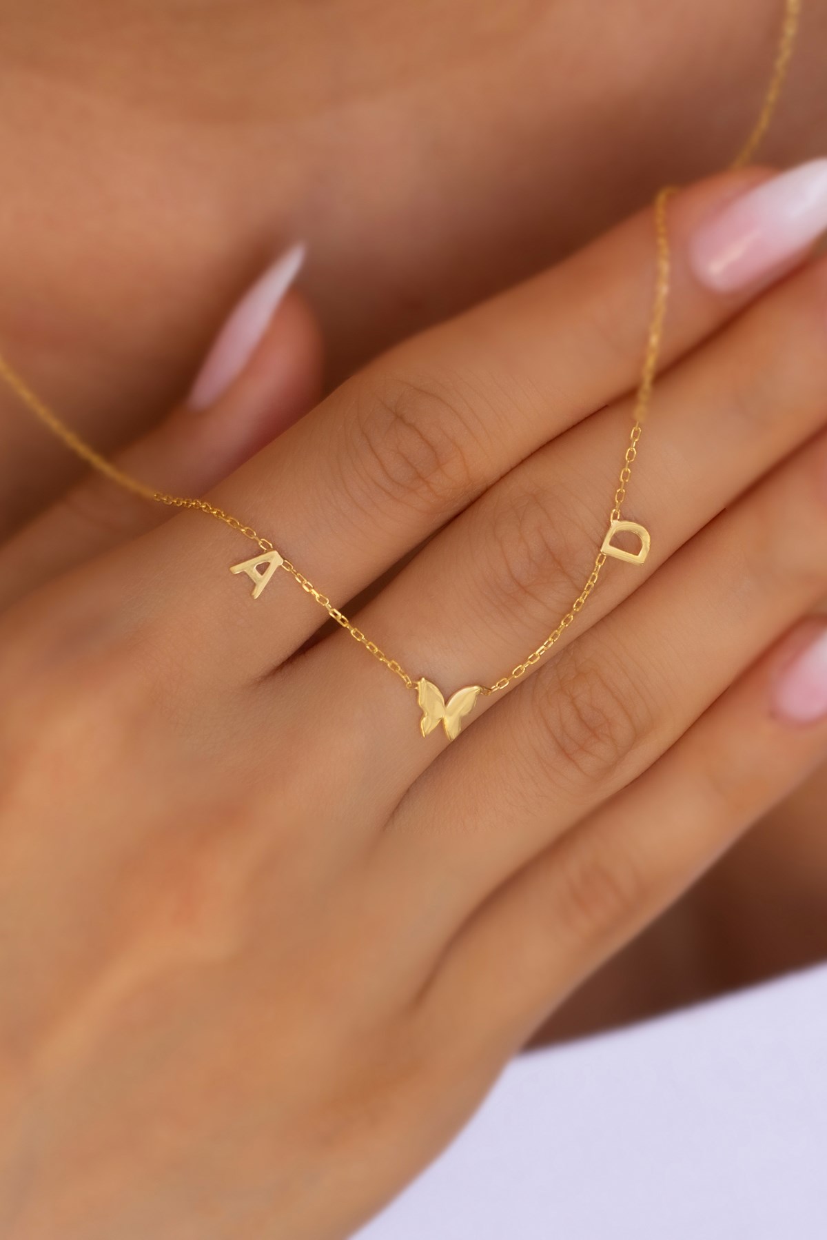 Gümüş Kelebekli Harf Kolye