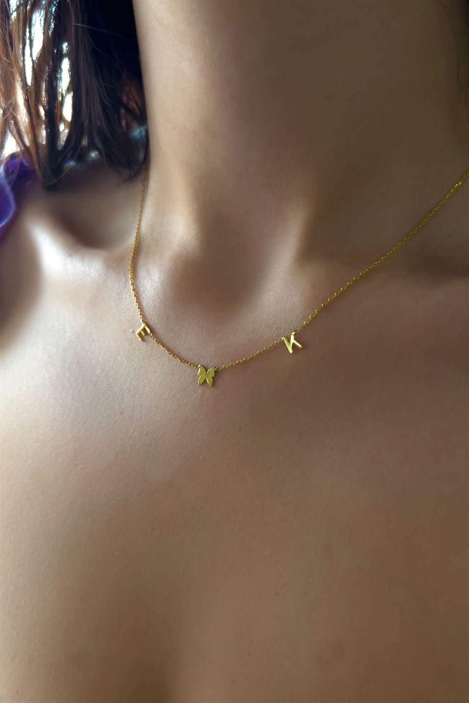 Gümüş Kelebekli Harf Kolye