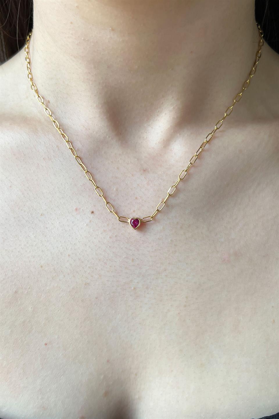 Gümüş Minimal Doğum Taşlı Kolye