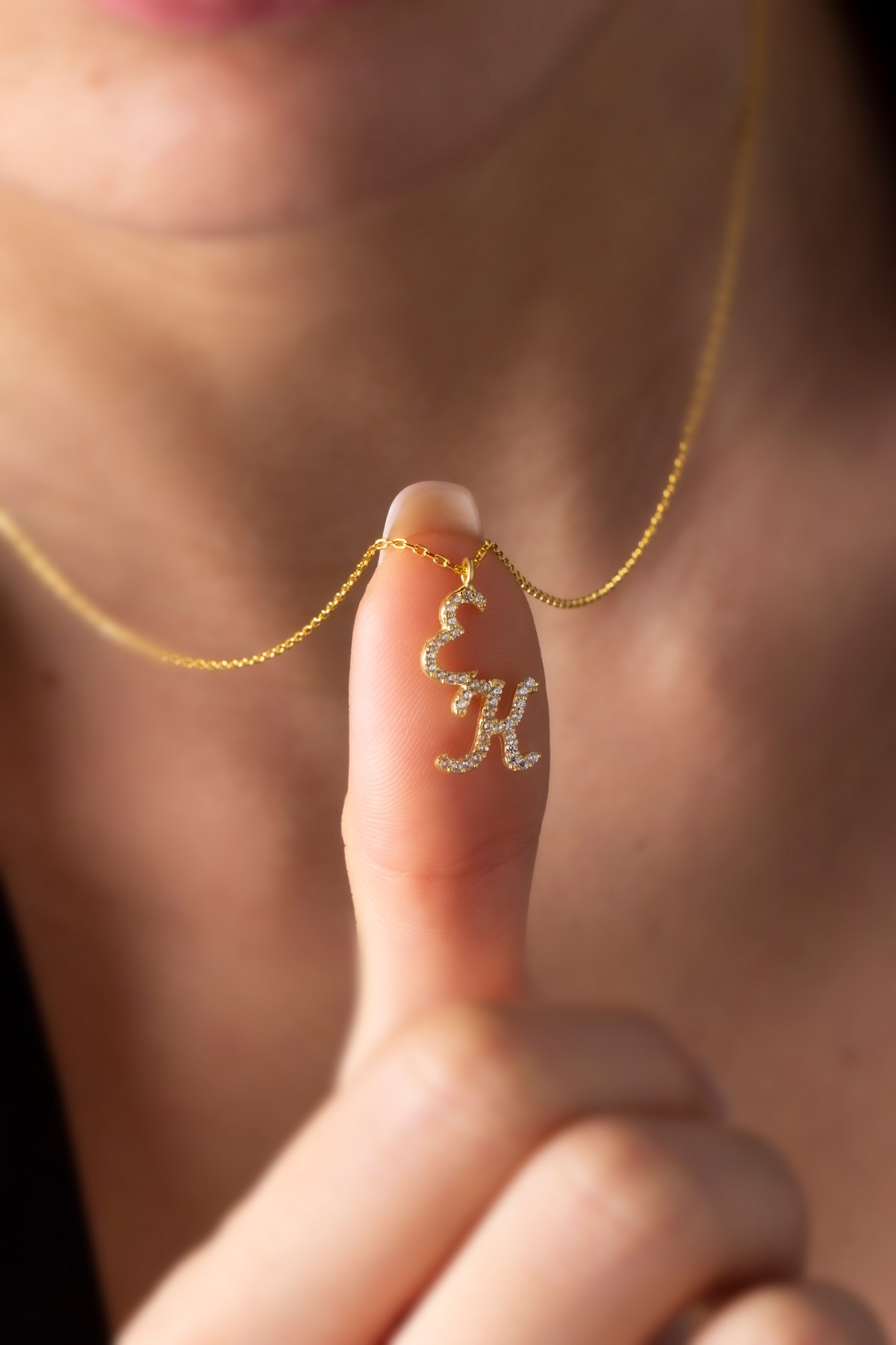 Gümüş Taşlı Harf Kolye