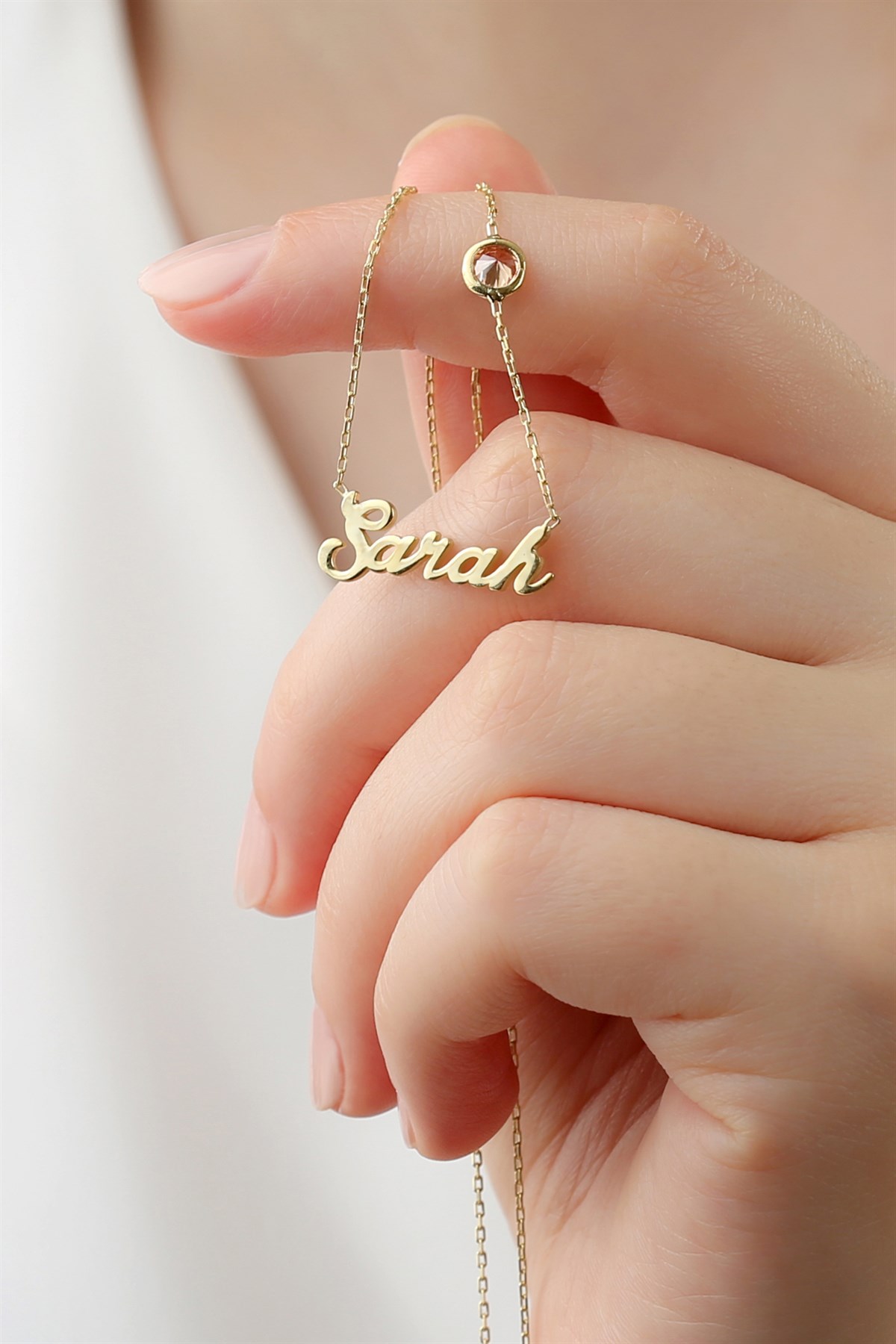 Gümüş Taşlı İsim Kolye