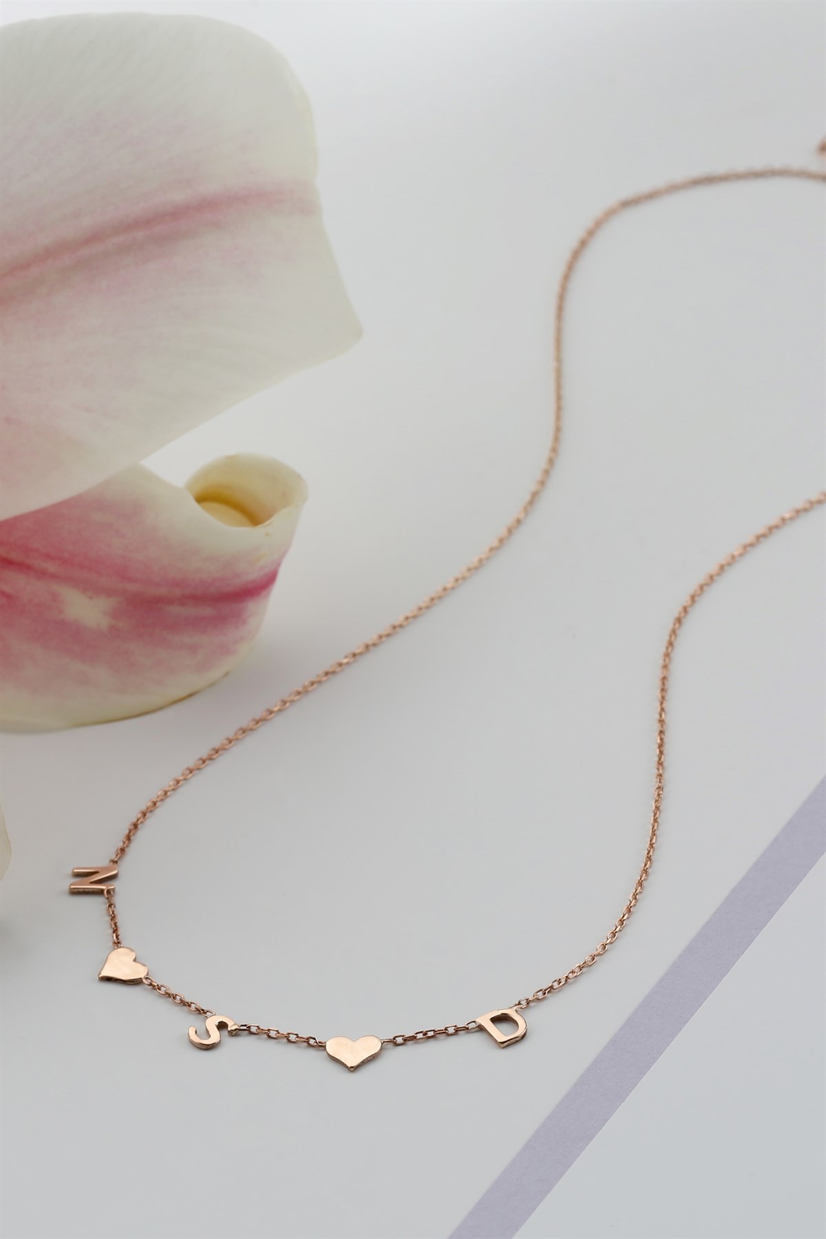 Gümüş Üçlü Kalp Harf Kolye