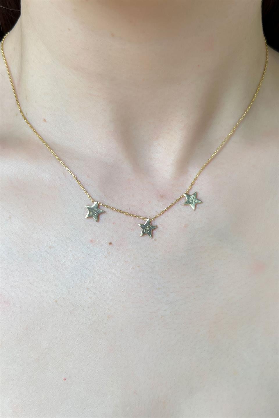 Gümüş Yıldızlı Harf Kolye