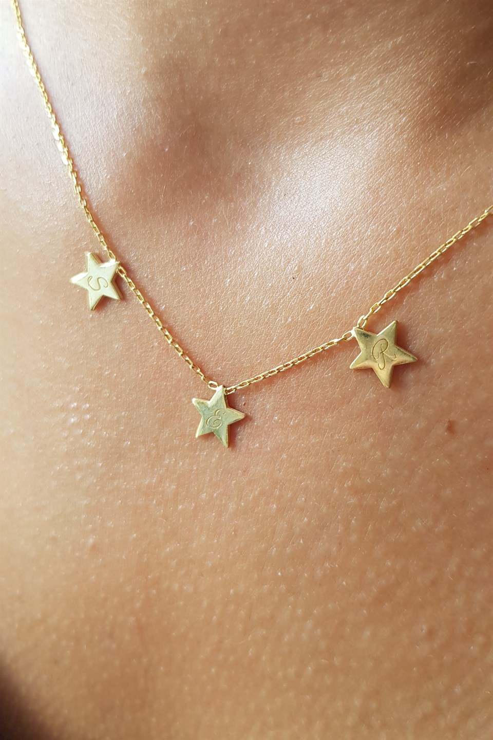 Gümüş Yıldızlı Harf Kolye