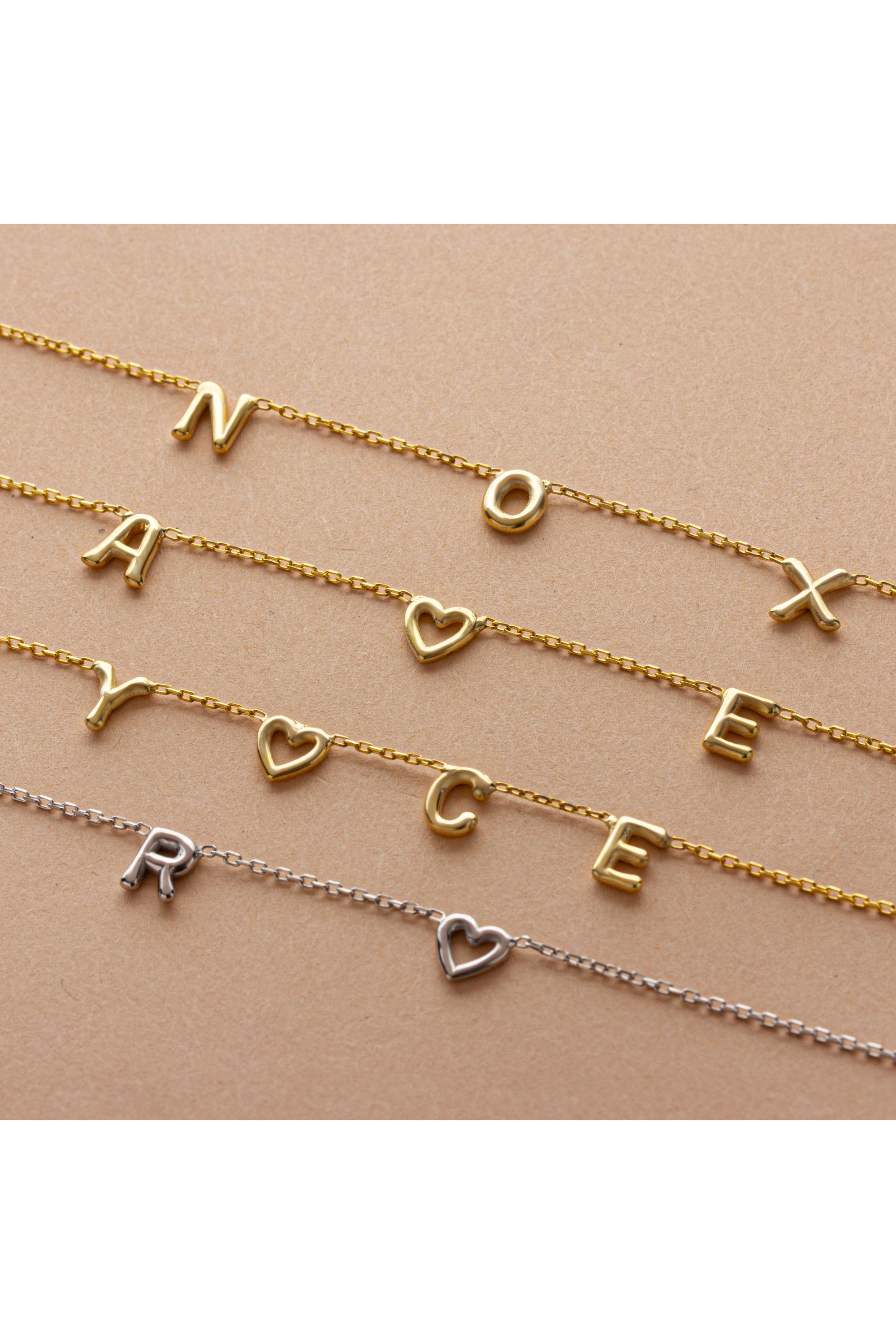 Kadın 925 Ayar Gümüş Balon Harf Kolye