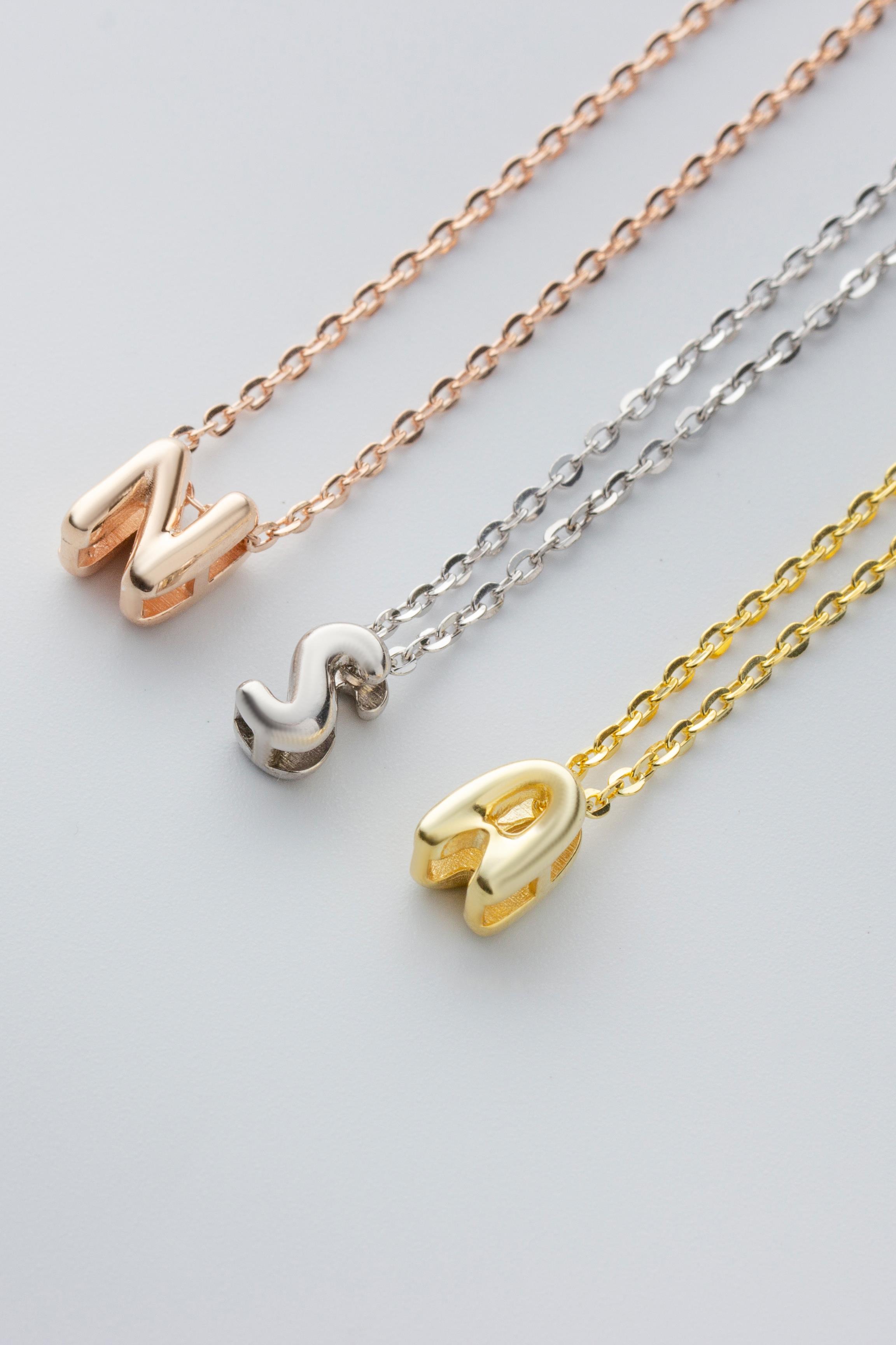 Kadın 925 Ayar Gümüş Balon Harf Kolye