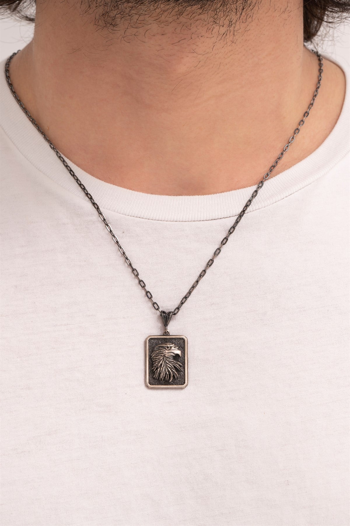 Gümüş Kartal Figürlü Erkek Kolye