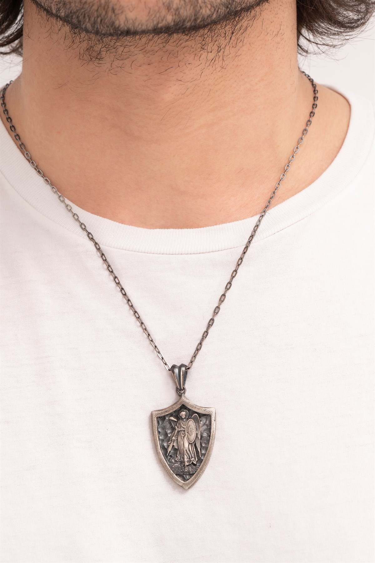 Gümüş Zeka Tanrıçası Athena Figürlü Erkek Kolye