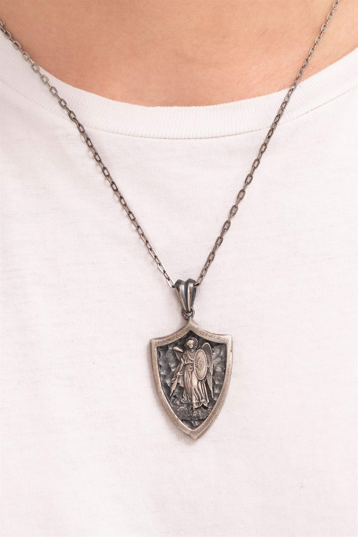 Gümüş Zeka Tanrıçası Athena Figürlü Erkek Kolye