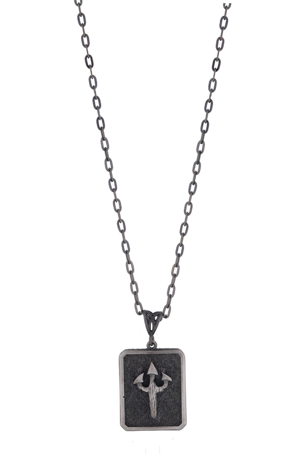 Gümüş Poseidon Mızrağı Figürlü Erkek Kolye