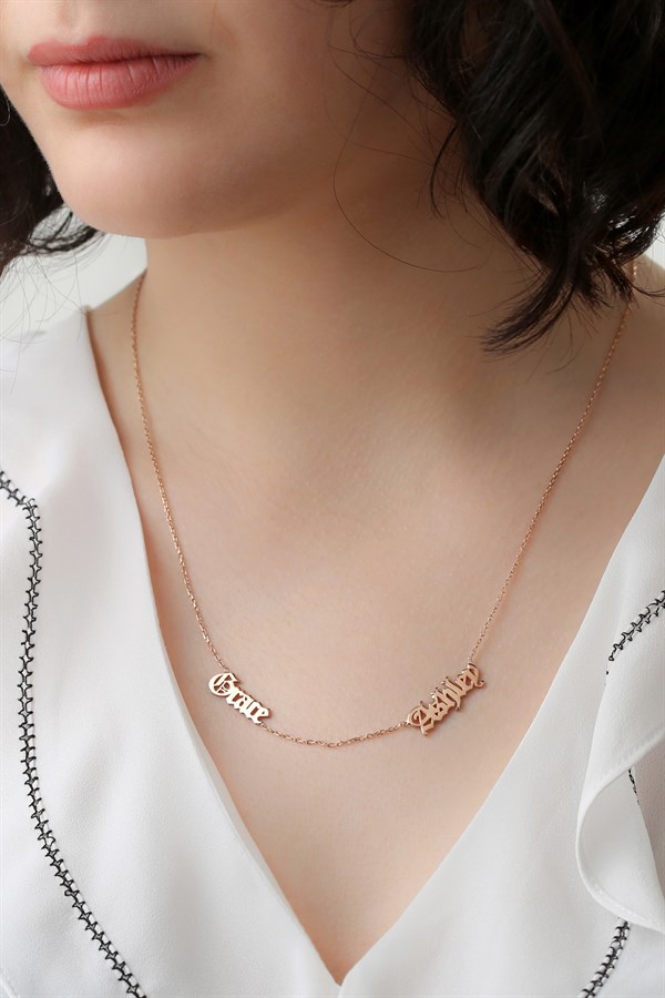 925 Ayar Gümüş İkili İsim Kolye