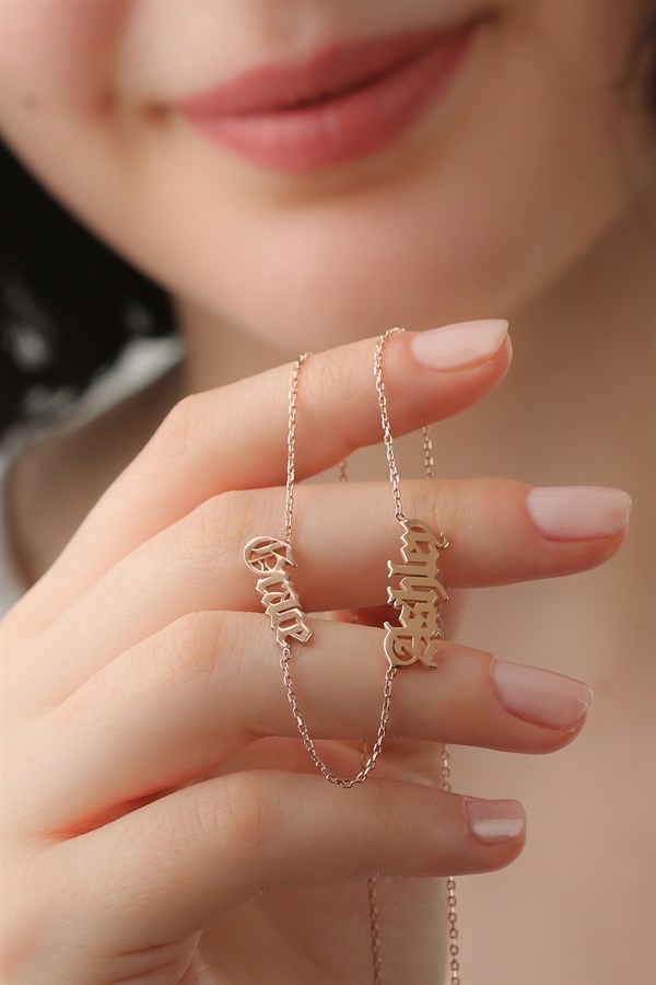 925 Ayar Gümüş İkili İsim Kolye