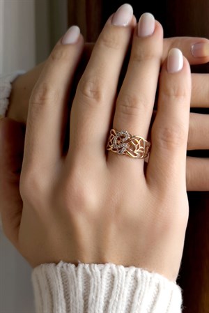 925 Ayar Gümüş Taşlı Harf Yüzük