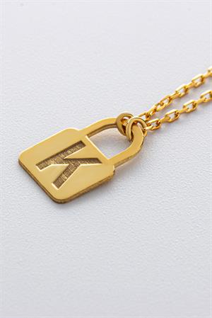 Kadın 925 Ayar Gümüş Kilit Harf Kolye