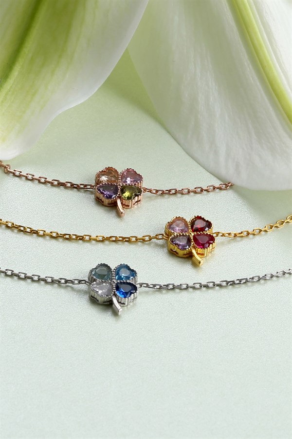 925 Ayar Kalpli Gümüş Yonca Bileklik