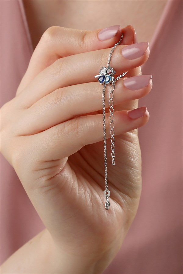 925 Ayar Kalpli Gümüş Yonca Bileklik