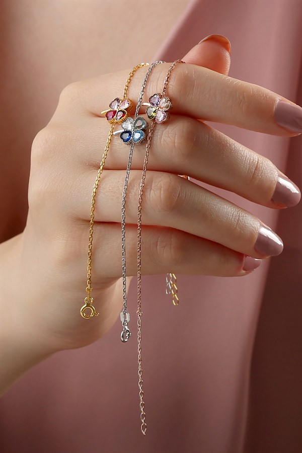 925 Ayar Kalpli Yonca Gümüş Bileklik