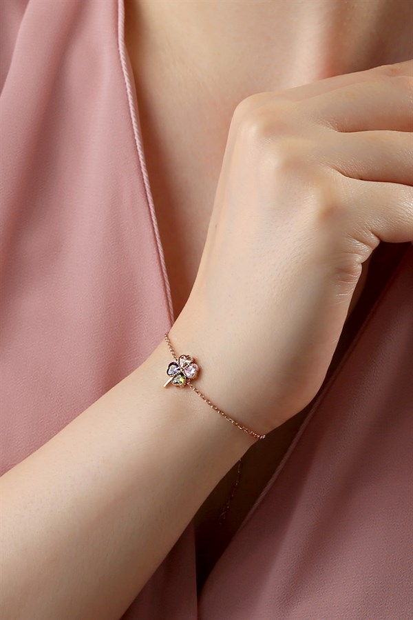 925 Ayar Kalpli Yonca Gümüş Bileklik