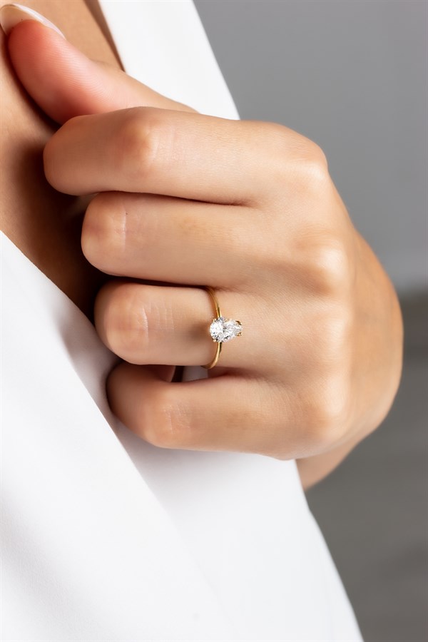 Altın Damla Taşlı Yüzük