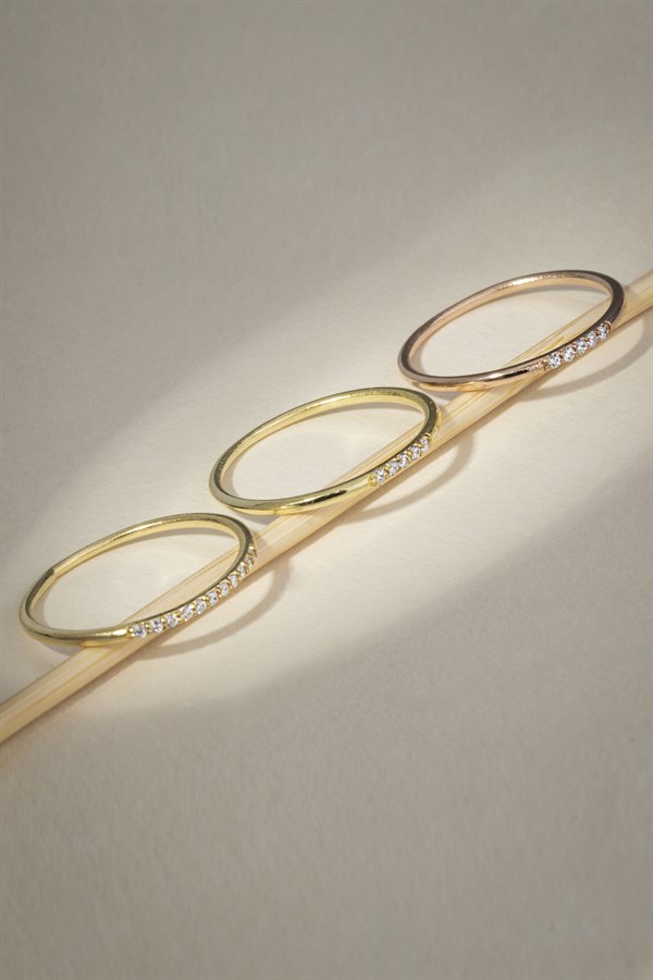 Altın Taşlı Alyans Yüzük