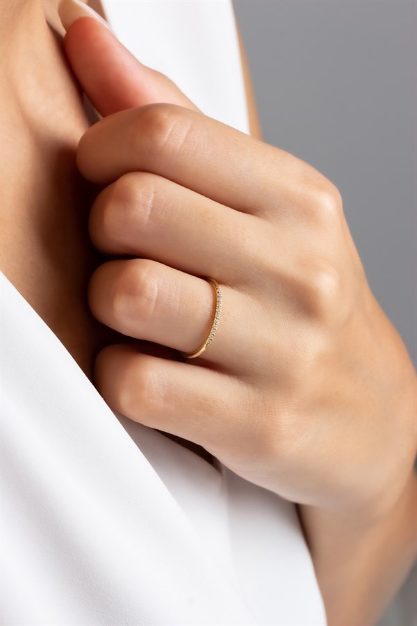 Altın Taşlı Alyans Yüzük