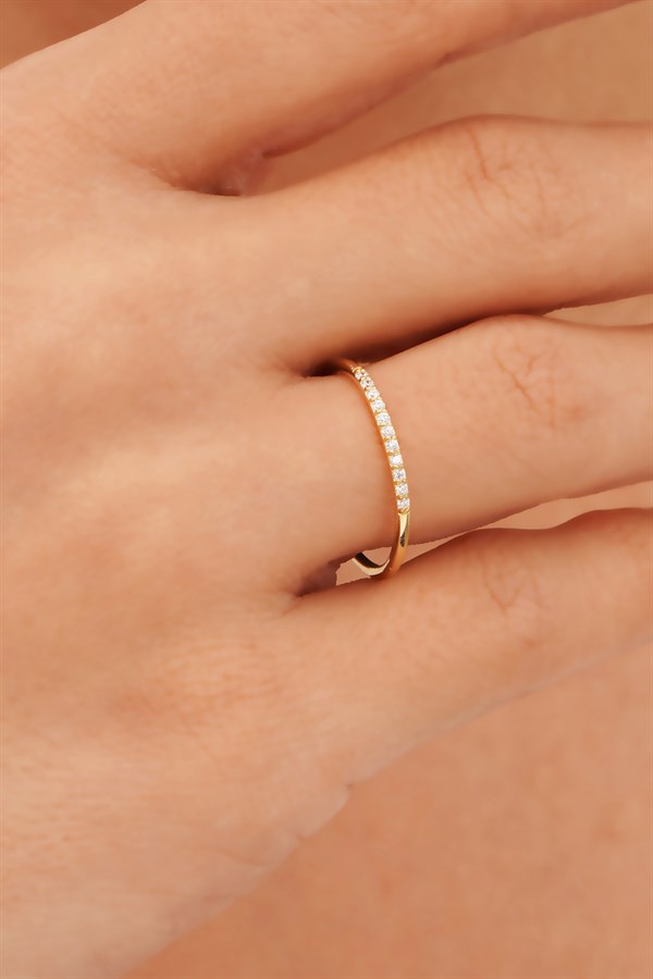 Altın Taşlı Alyans Yüzük