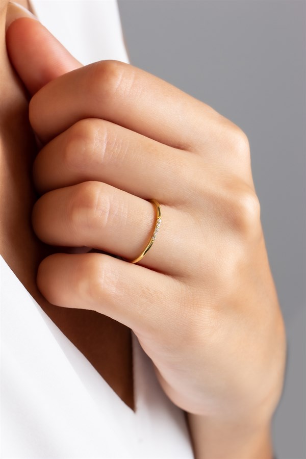 Altın Taşlı Alyans Yüzük