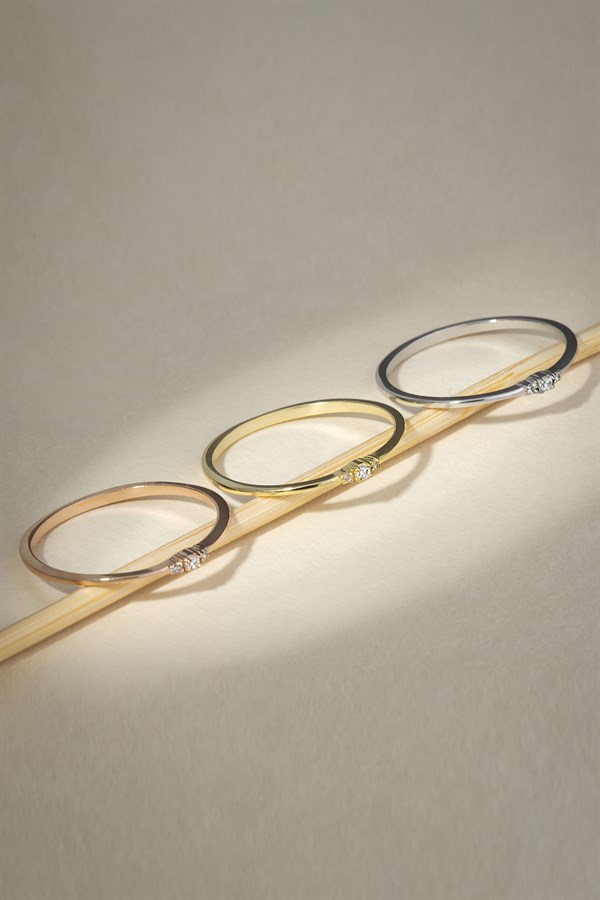 Altın Taşlı Minimal Yüzük