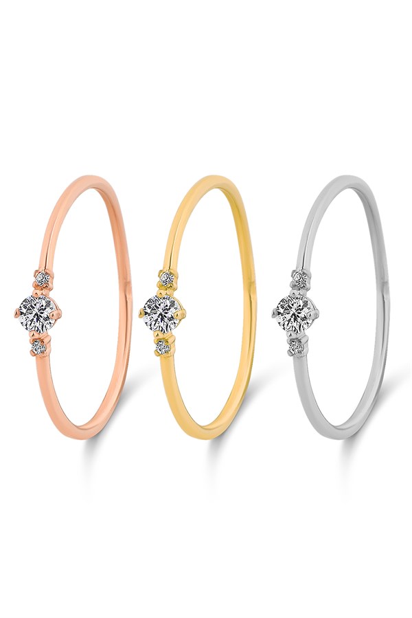 Altın Taşlı Minimal Yüzük