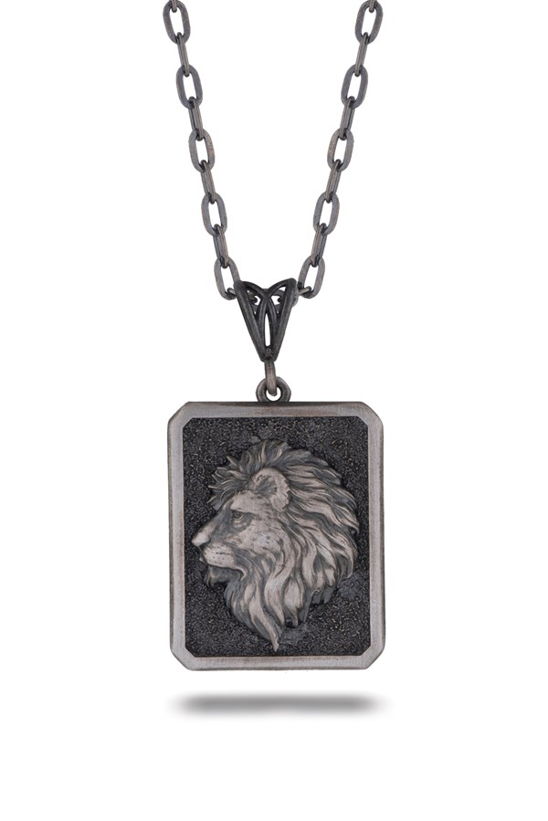 Gümüş Aslan Figürlü Erkek Kolye