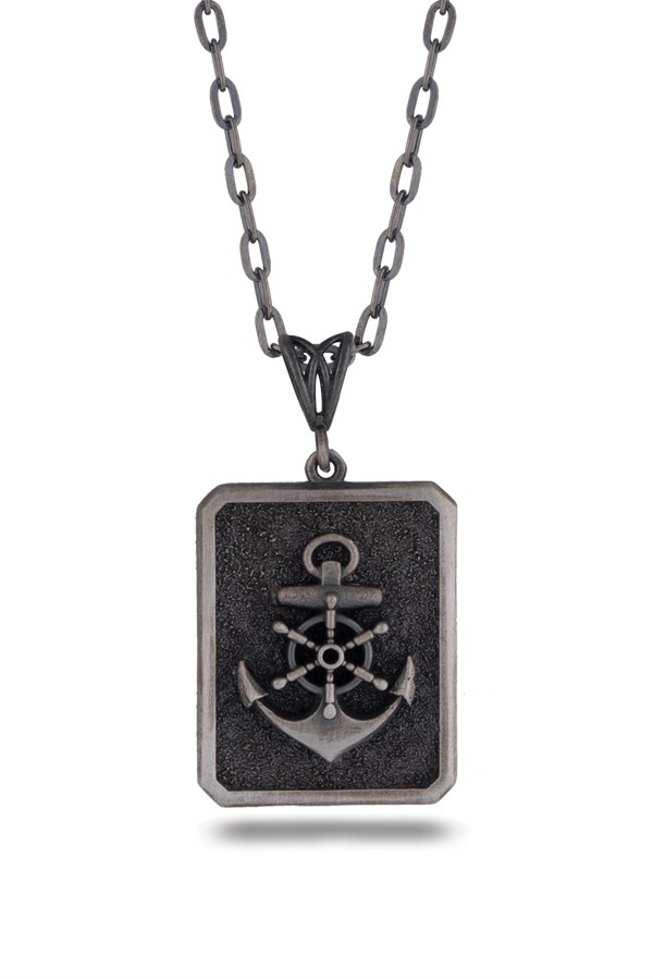 Gümüş Deniz Çapası Figürlü Kolye