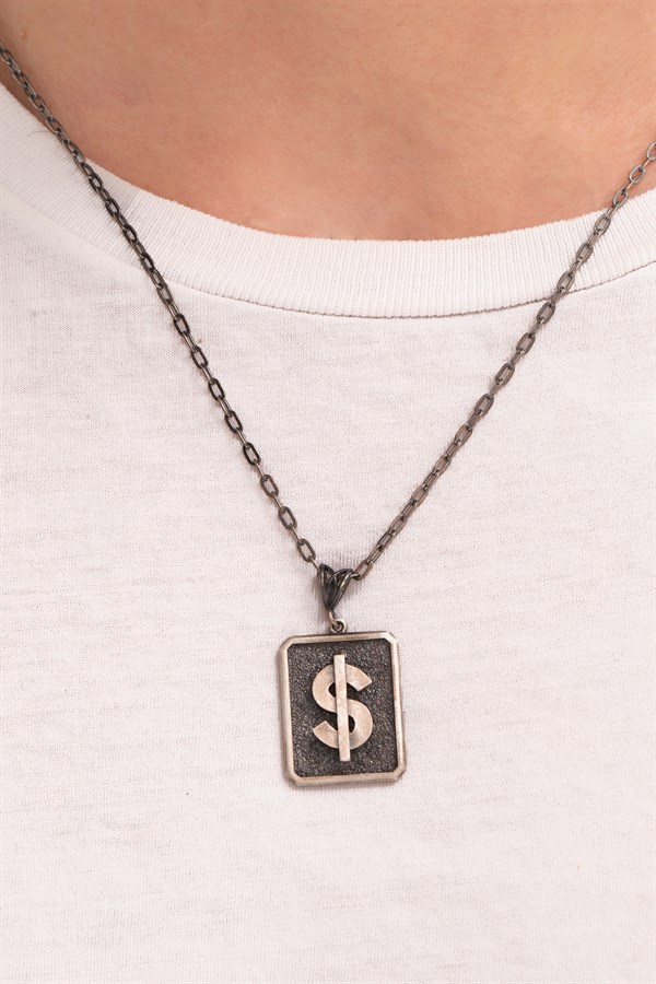 Gümüş Dolar Figürlü Erkek Kolye