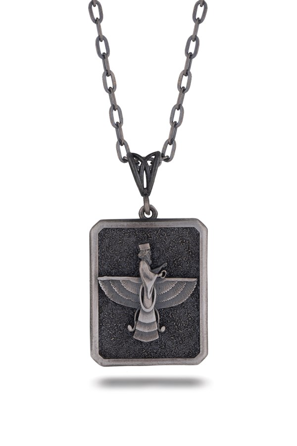 Gümüş Zerduş Figürlü Erkek Kolye