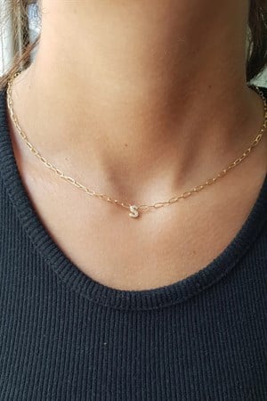 Gümüş Ataç Zincirli Minimal Harf Kolye