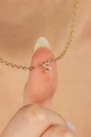 Gümüş Ataç Zincirli Minimal Harf Kolye