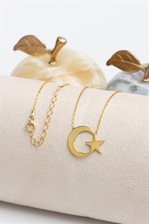 Gümüş Ay Yıldız Kolye