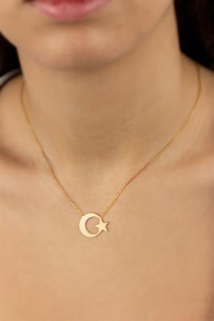 Gümüş Ay Yıldız Kolye