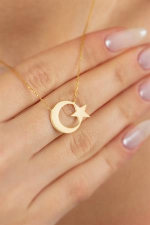 Gümüş Ay Yıldız Kolye