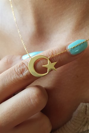 Gümüş Ay Yıldız Kolye