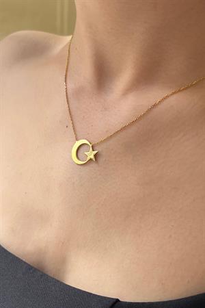 Gümüş Ay Yıldız Kolye