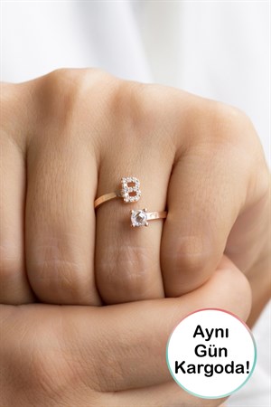 Gümüş B Harfi Yüzük